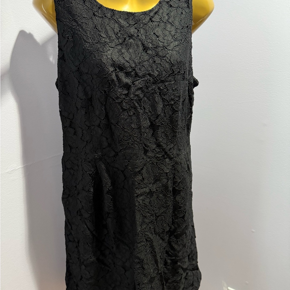 J.Crew Black Floral Lace Sleeveless Sheath Dress Size 12 Cocktail Party Classic